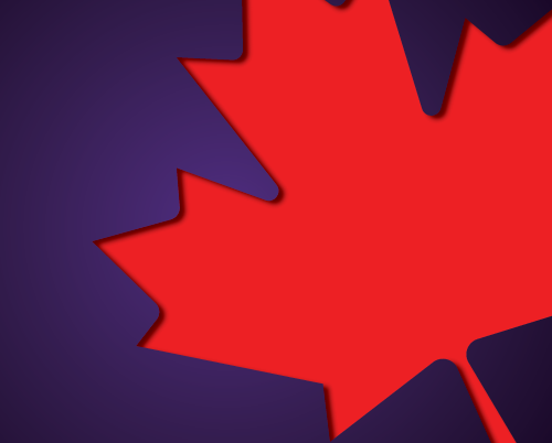 Purple background with red maple leaf