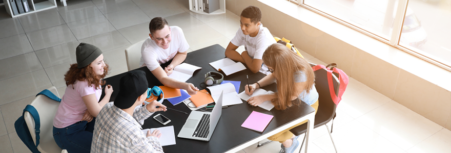 Students working together at a table